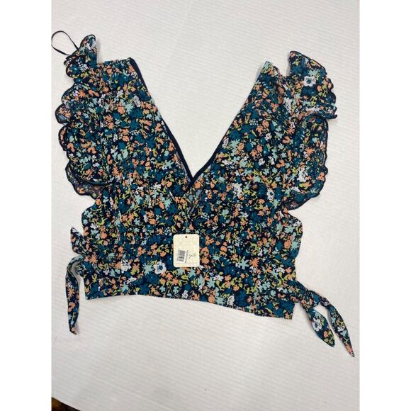 Free People top size floral deep v-neck Small (b9) - Picture 1 of 2